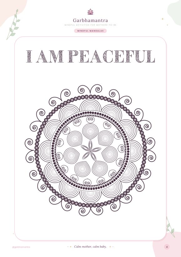 Mandala page with the affirmation I am mindful