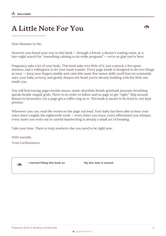 A little note for you, welcome page